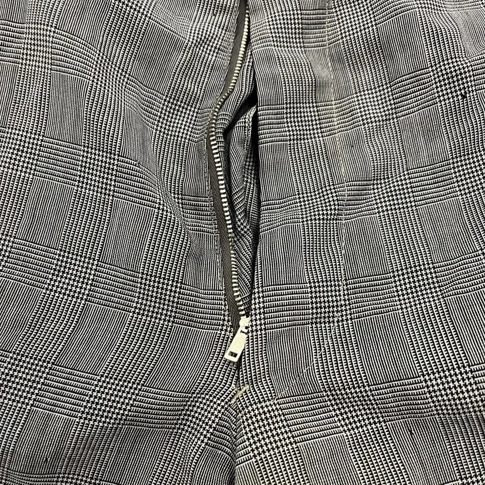 Vintage 50s Grey Plaid Polyester Pleated Trousers 29x28